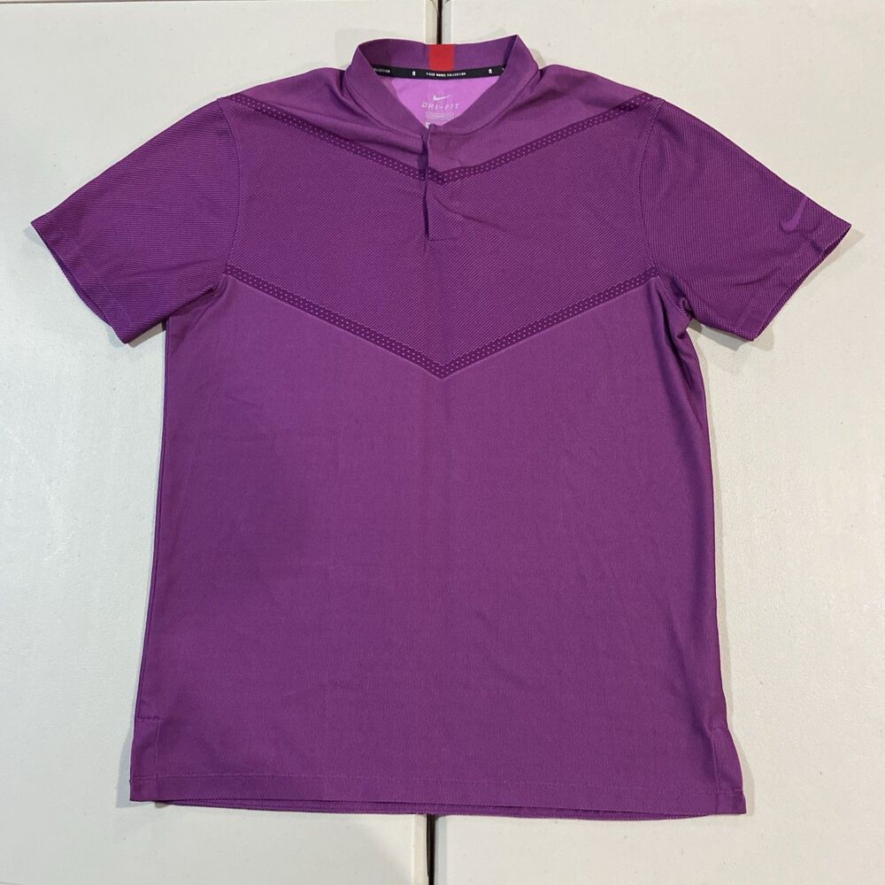 Nike Polo Shirt Mens M Purple Tiger Woods Blade Collar Dri-FIT Golf CT3797-551